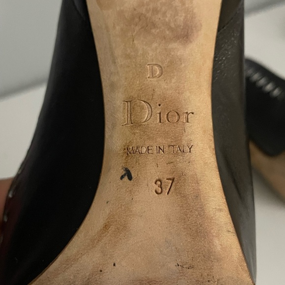 Dior Black Laser Cut Leather Pointed Toe Pumps Size 37 - Picture 7 of 11